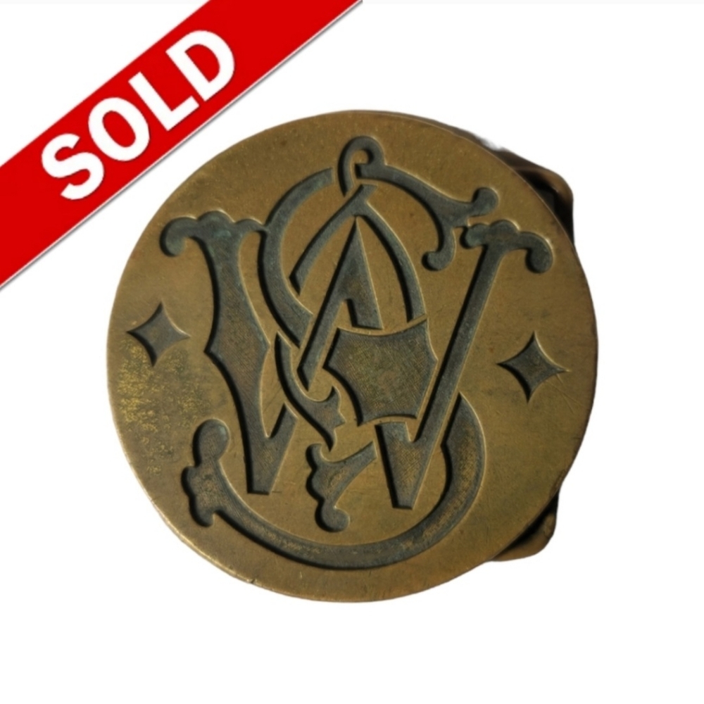 Solid Brass Smith & Wesson Belt Buckle Logo 1979